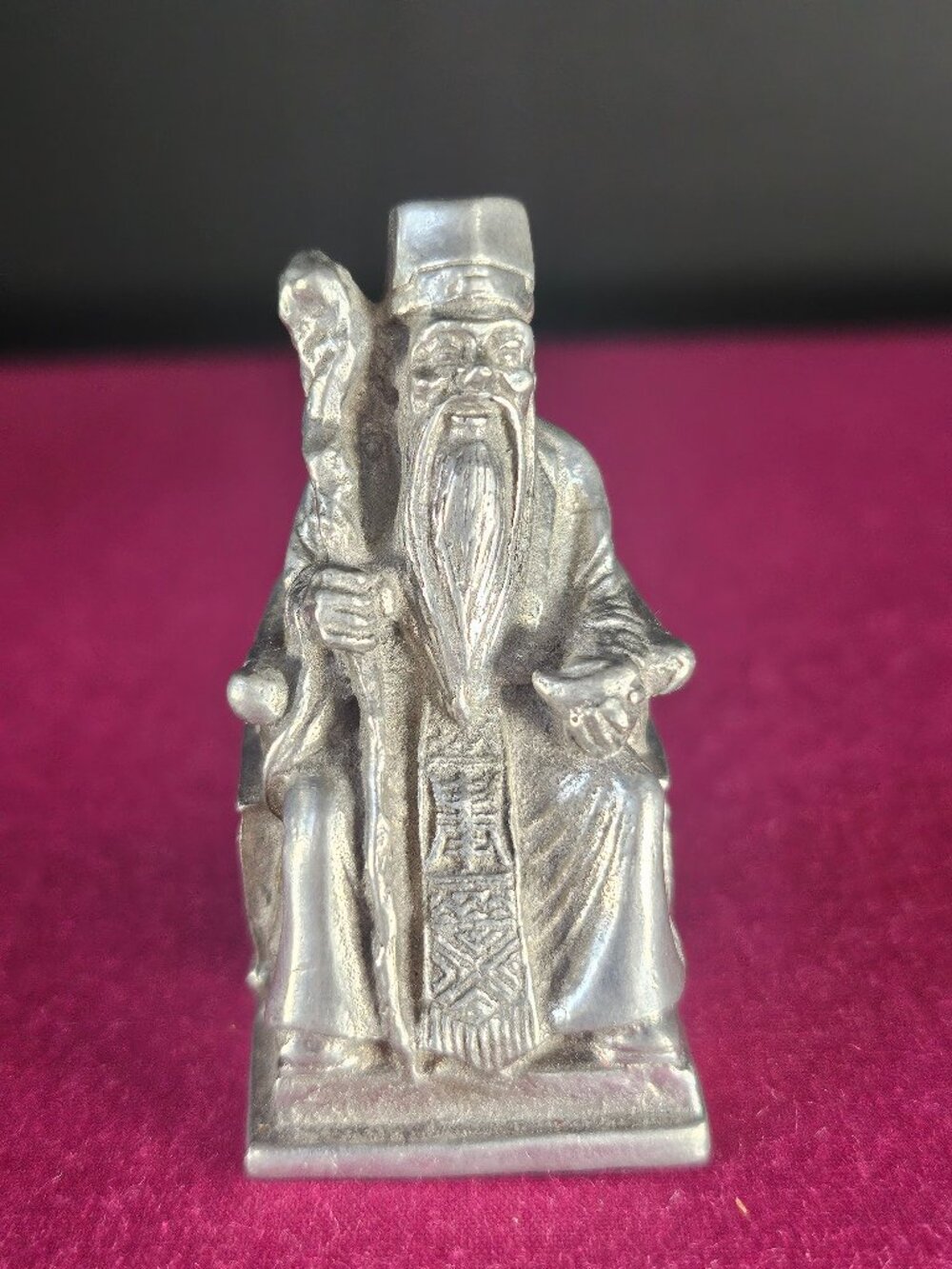 Vintage Pewter Shouxing Figurine Chinese Star God Of Longevity Sanxing Immortal